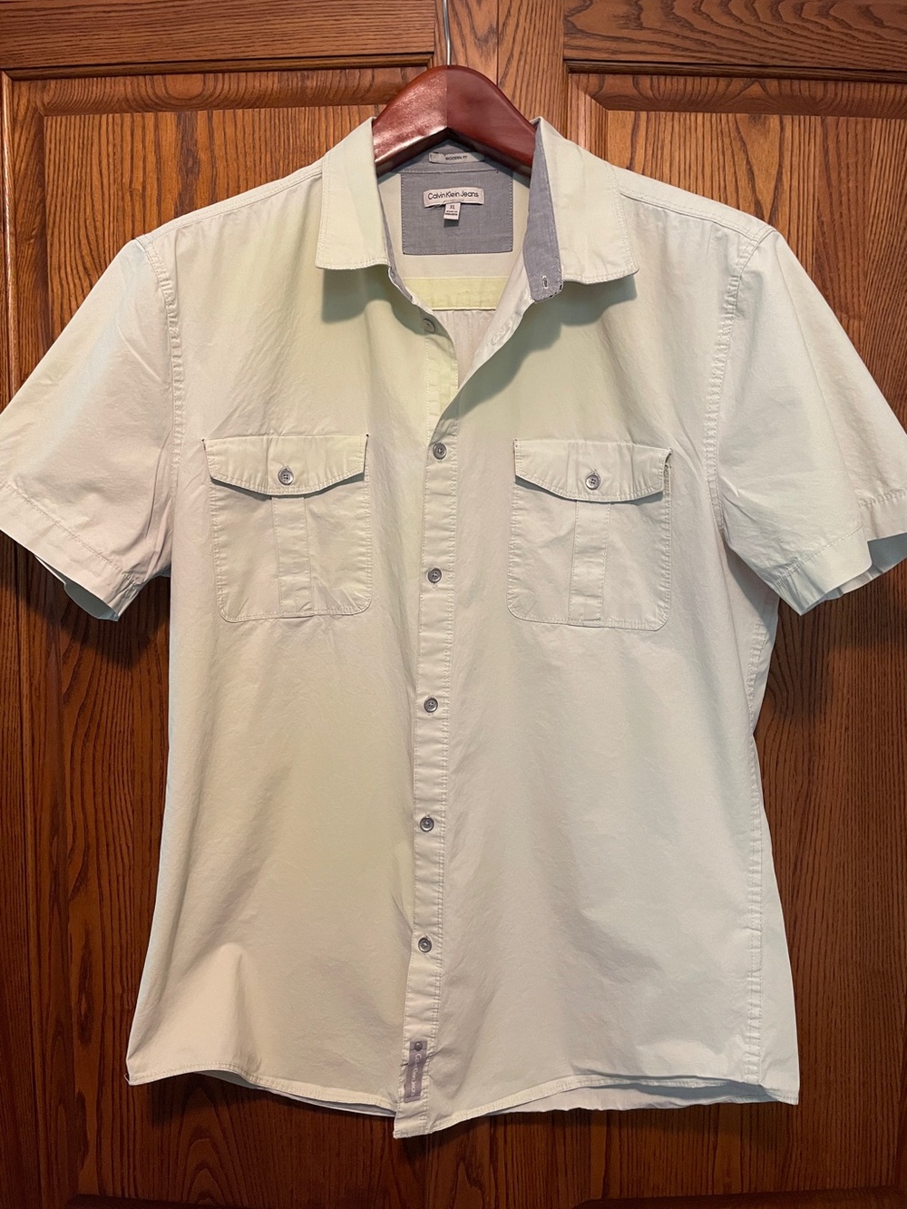 Calvin Klein Tan Short Sleeve Shirt Men's Size XL